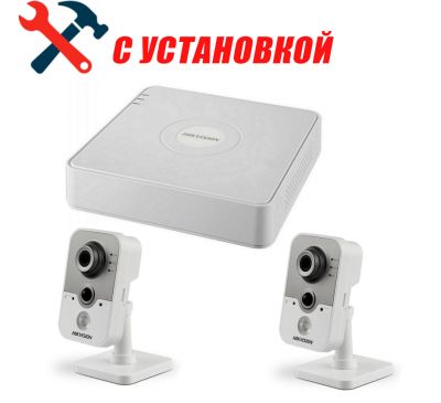 2 Мп Готовый комплект IP Wi-Fi видеонаблюдения на 2 камеры Hikvision 