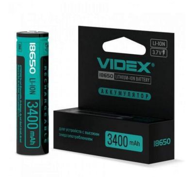 Аккумулятор литий-ионный Videx 18650 3.7V 3400mAh (С защитой) 