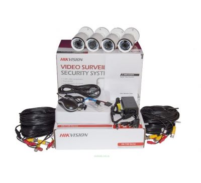 Готовый 4-камерный комплект TurboHD видеонаблюдения Hikvision DS-J142I/7104HQHI-F1/N 