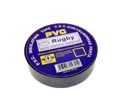 Изолента ПВХ Rugby, черная, 19 мм, 30 м 