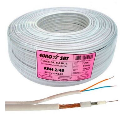 Комбинированный кабель EuroSat 3C2V (48%)+2х0.5 Cu белый 