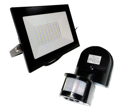 Комплект Прожектор LED Slim 50W+Датчик движения ДД-008 (чёрный) 