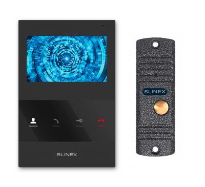 Комплект видеодомофон Slinex SQ-04M черный с вызывной панелью ML-16 HR черный 