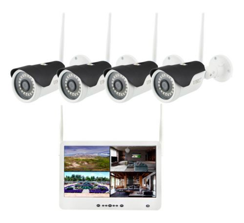 Wi-Fi комплект беспроводного видеонаблюдения DVR KIT Full HD UKC CAD-1304 LCD 13.3" на 4 камеры 